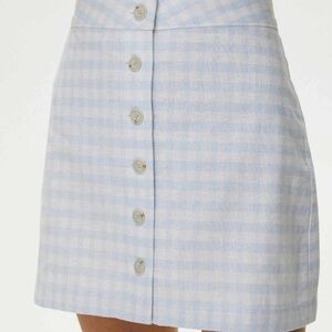 Sunday Best Aritzia Blue White Linen Blend Micah Gingham Mini Skirt NWT‎